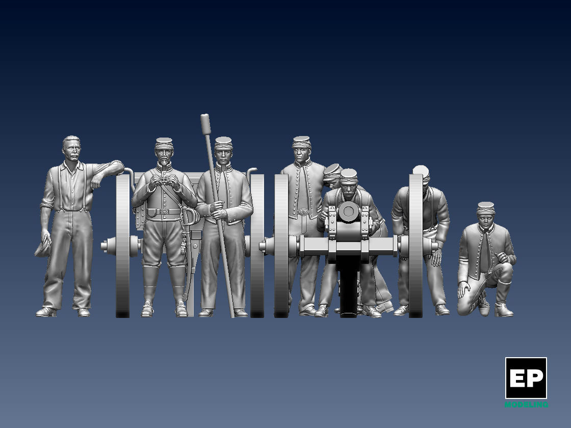 UNION  ACW ARTILLERYMEN AND CANNON 3D print model_7