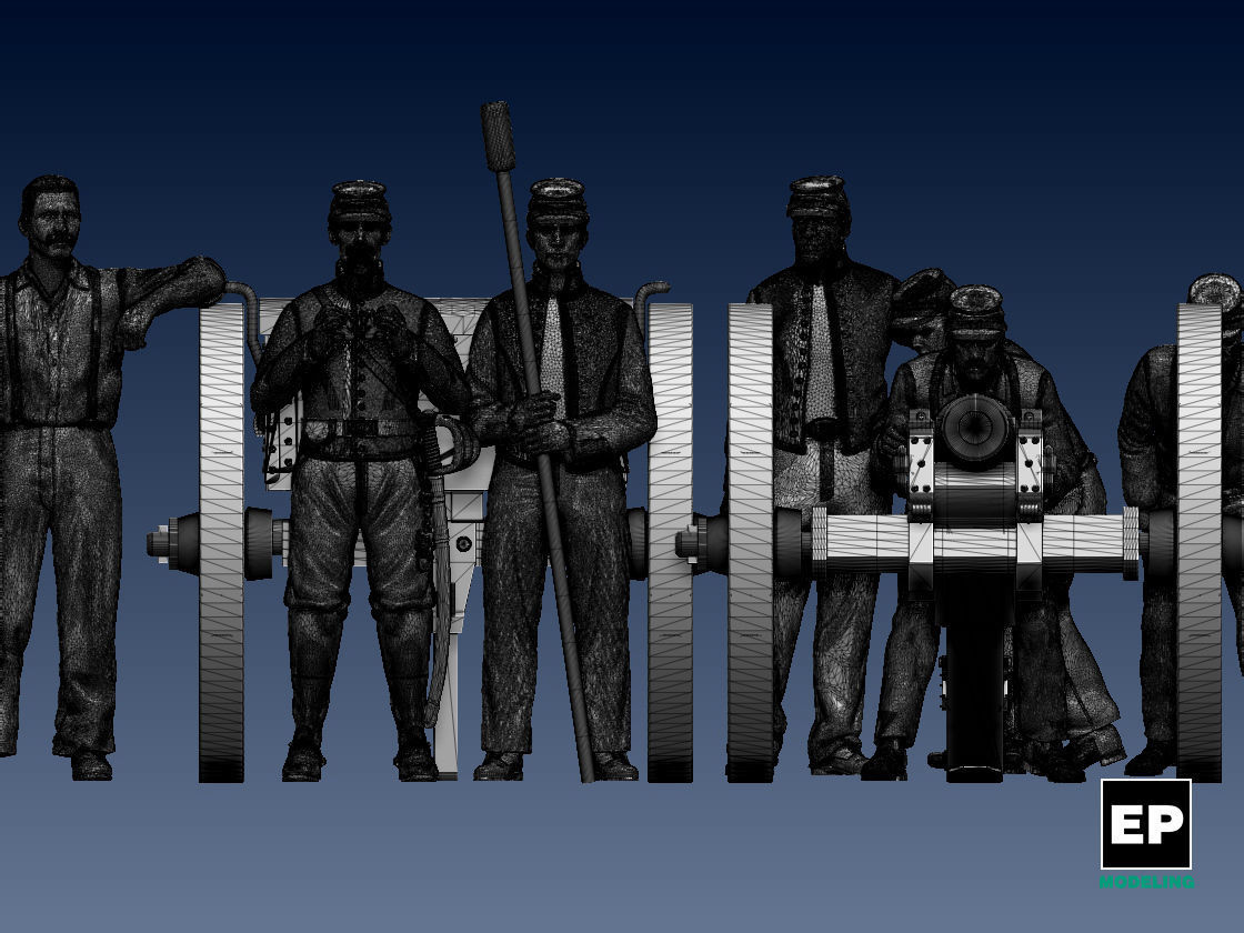 UNION  ACW ARTILLERYMEN AND CANNON 3D print model_13