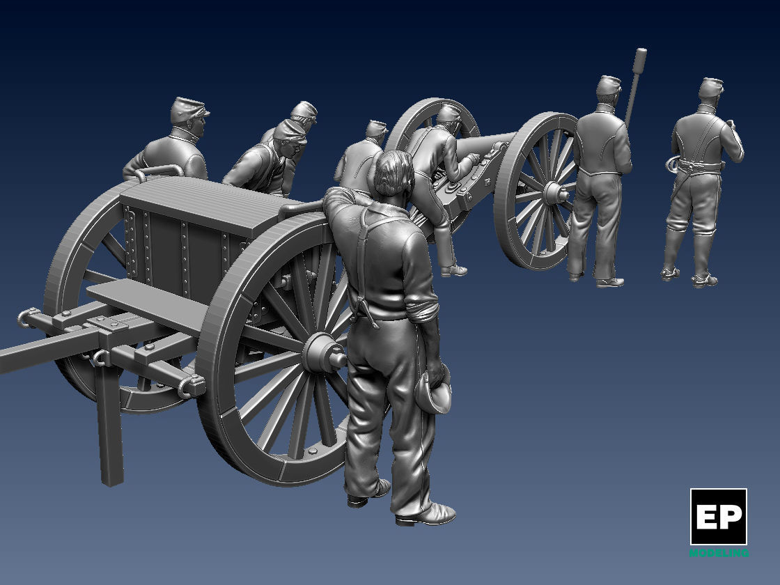 UNION  ACW ARTILLERYMEN AND CANNON 3D print model_30