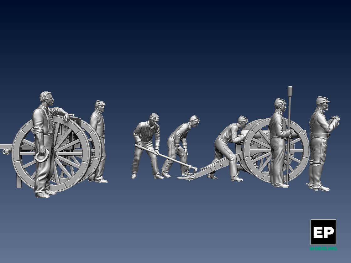 UNION  ACW ARTILLERYMEN AND CANNON 3D print model_21