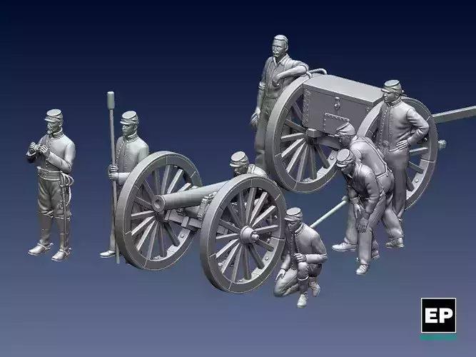 UNION  ACW ARTILLERYMEN AND CANNON