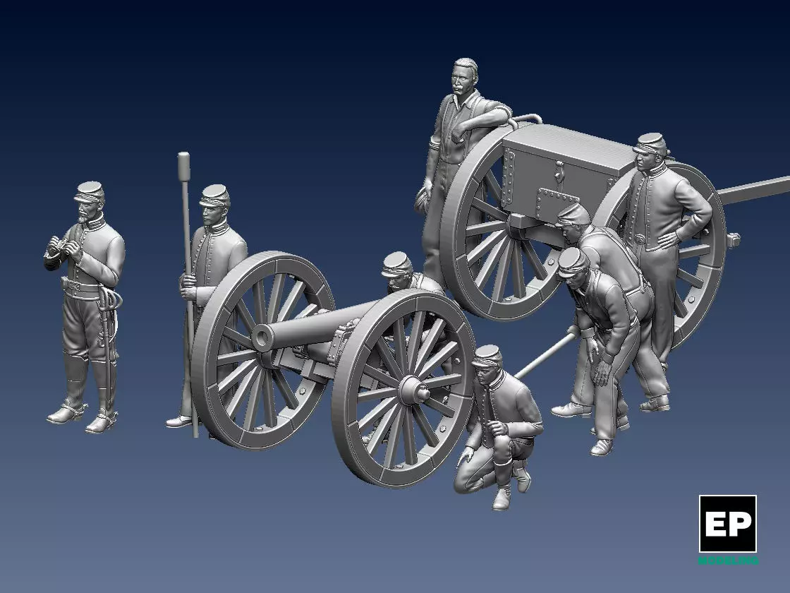 UNION  ACW ARTILLERYMEN AND CANNON 3D print model_0