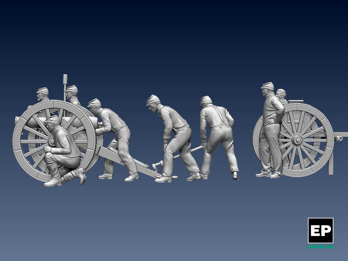 UNION  ACW ARTILLERYMEN AND CANNON 3D print model_8