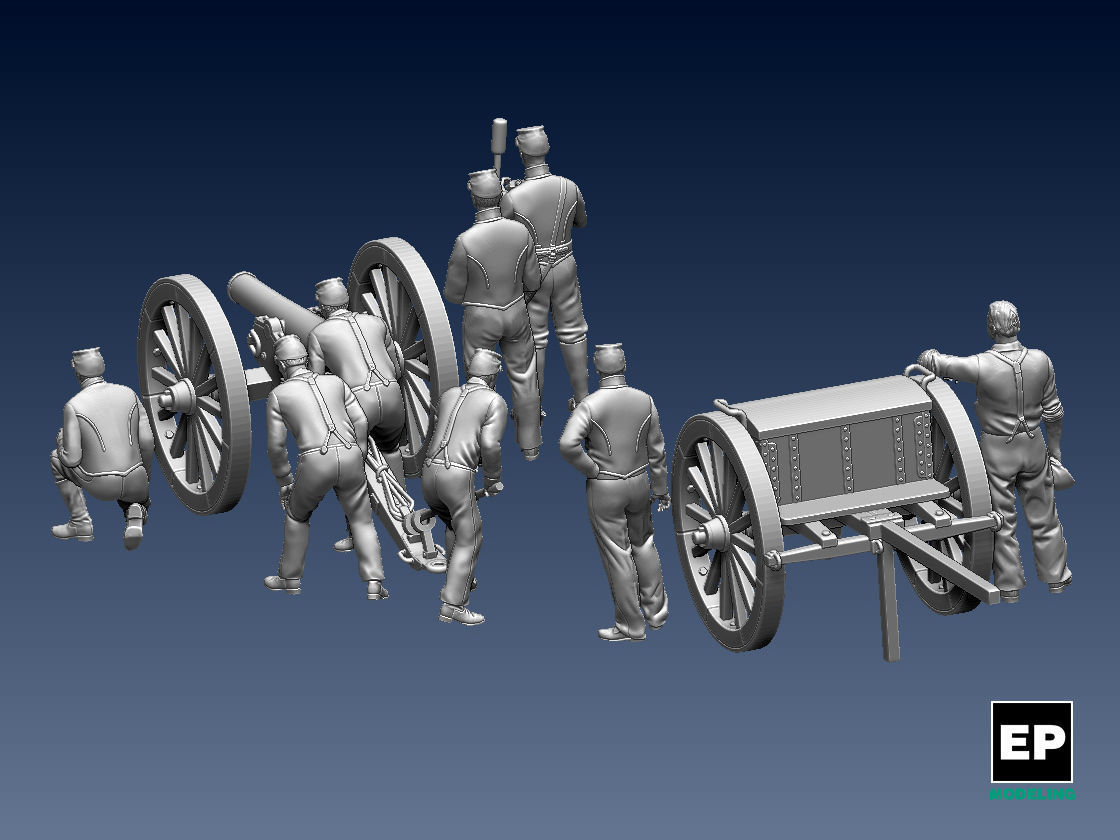 UNION  ACW ARTILLERYMEN AND CANNON 3D print model_16