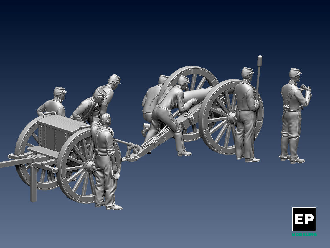 UNION  ACW ARTILLERYMEN AND CANNON 3D print model_1