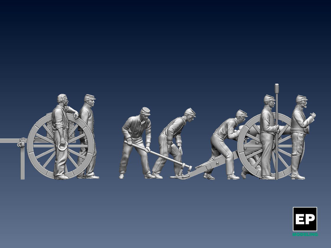 UNION  ACW ARTILLERYMEN AND CANNON 3D print model_5