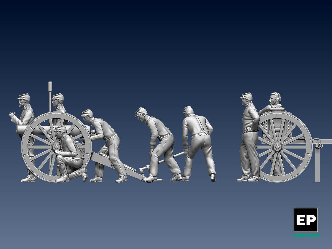 UNION  ACW ARTILLERYMEN AND CANNON 3D print model_4