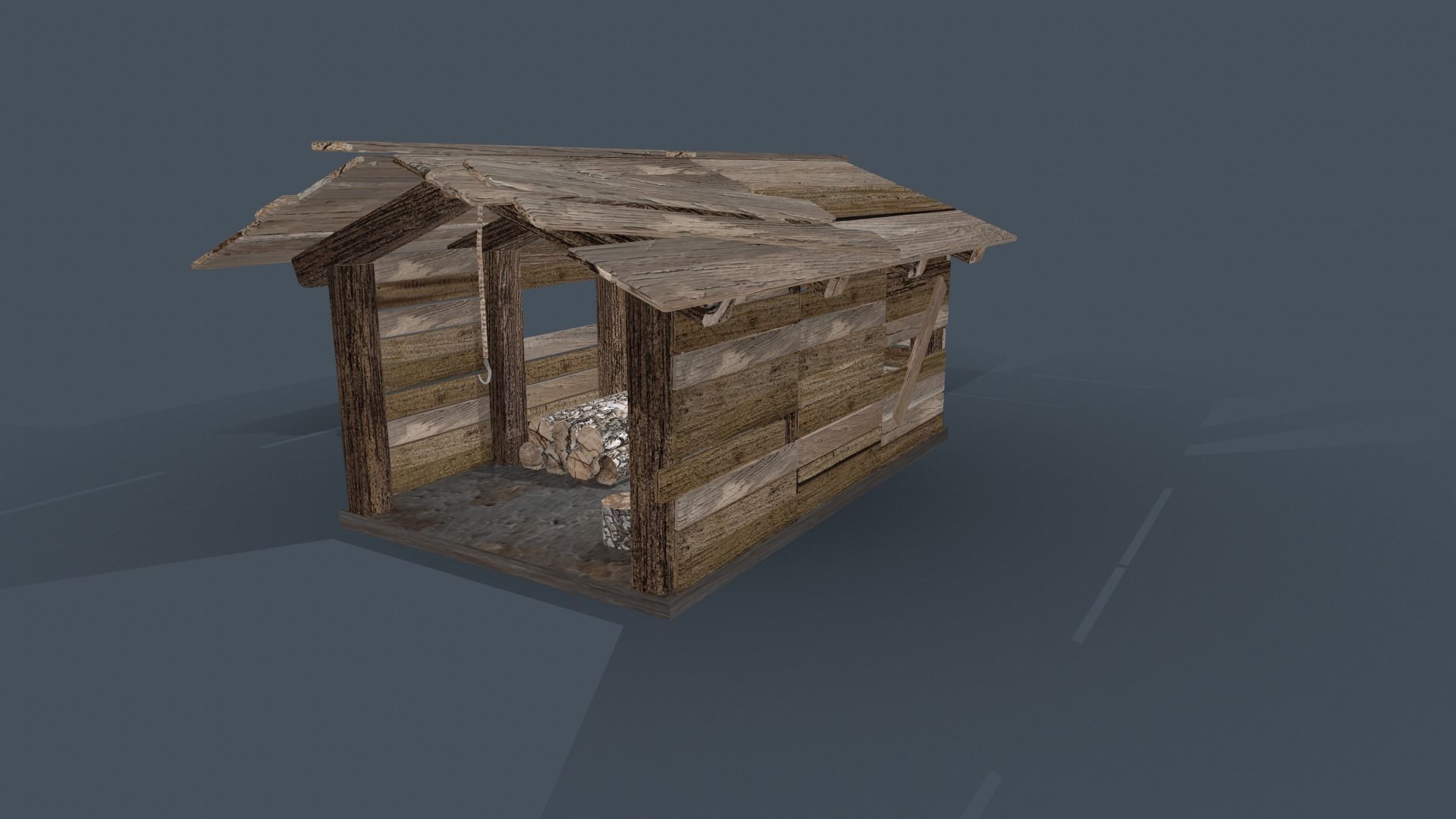 Old Shed Low-poly Low-poly 3D model_3