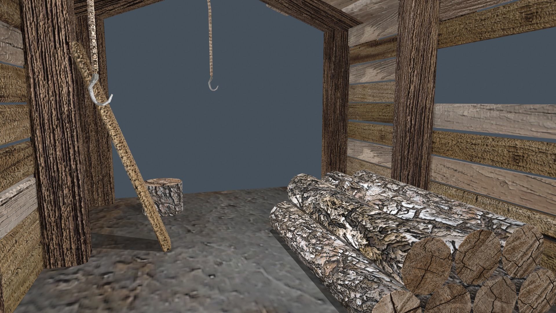 Old Shed Low-poly Low-poly 3D model_7