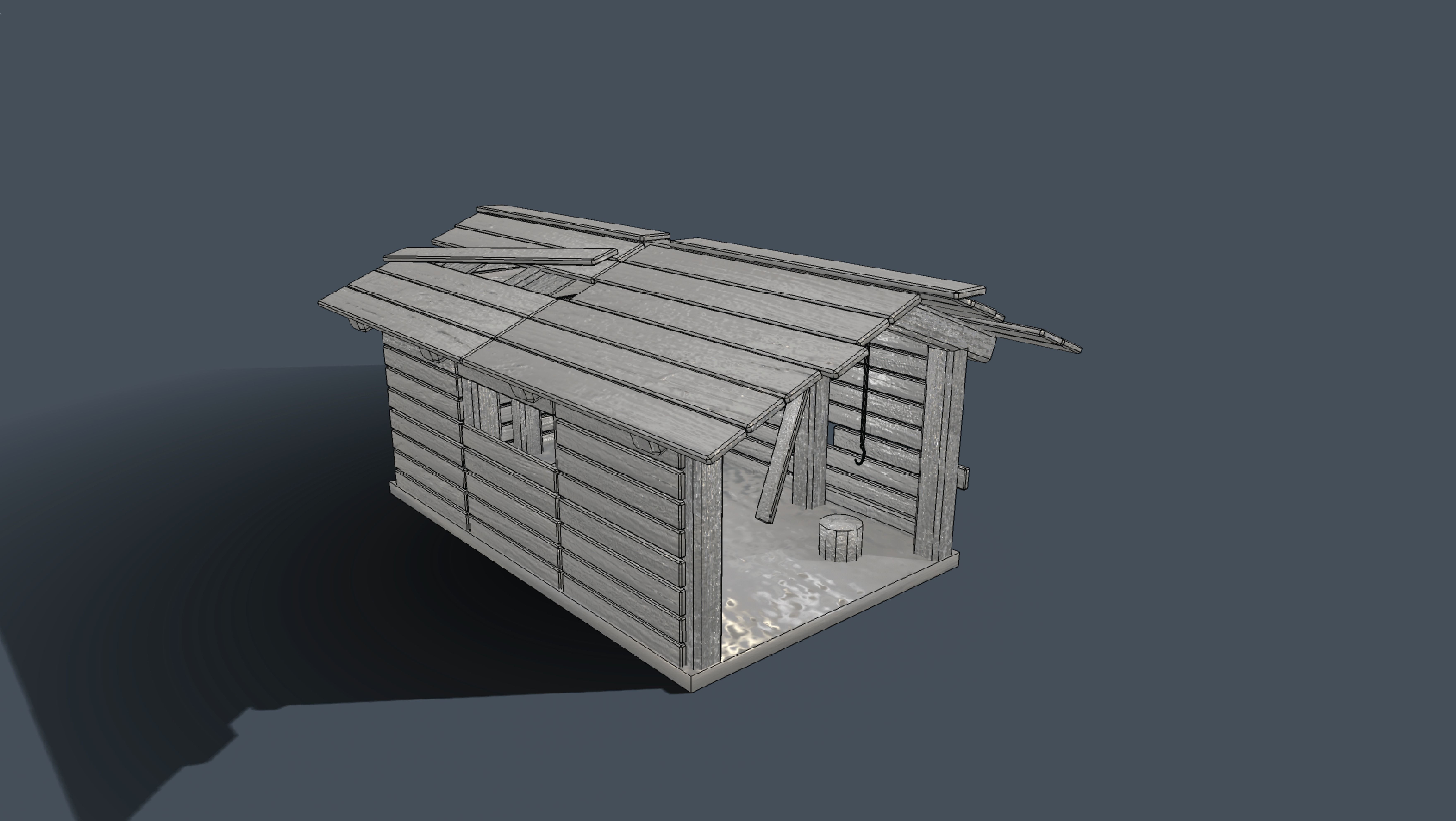 Old Shed Low-poly Low-poly 3D model_2