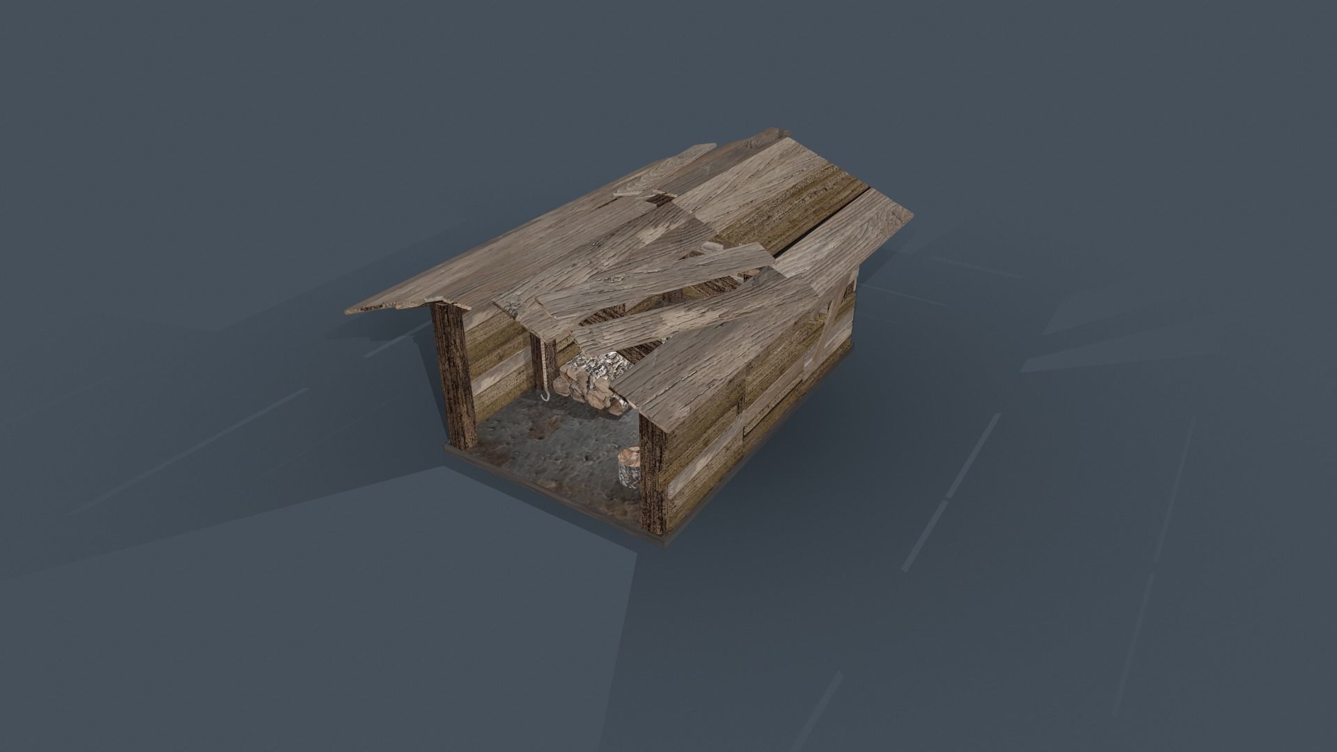 Old Shed Low-poly Low-poly 3D model_5