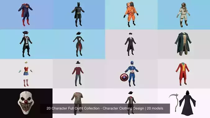 20 Character Full Outfit Collection - Character Clothing Design