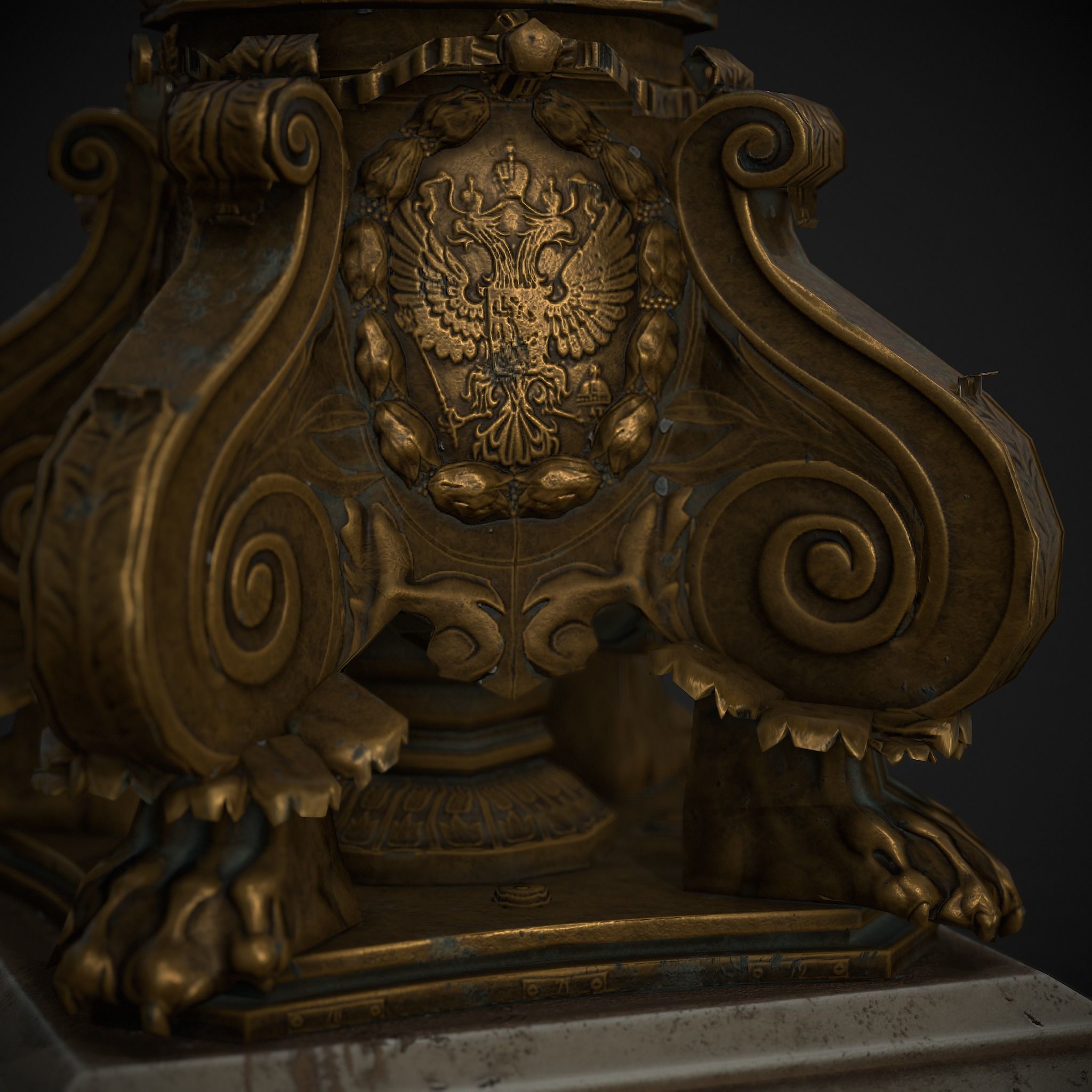 Pont Alexandre III Bridge Lamp Low-poly 3D model_4