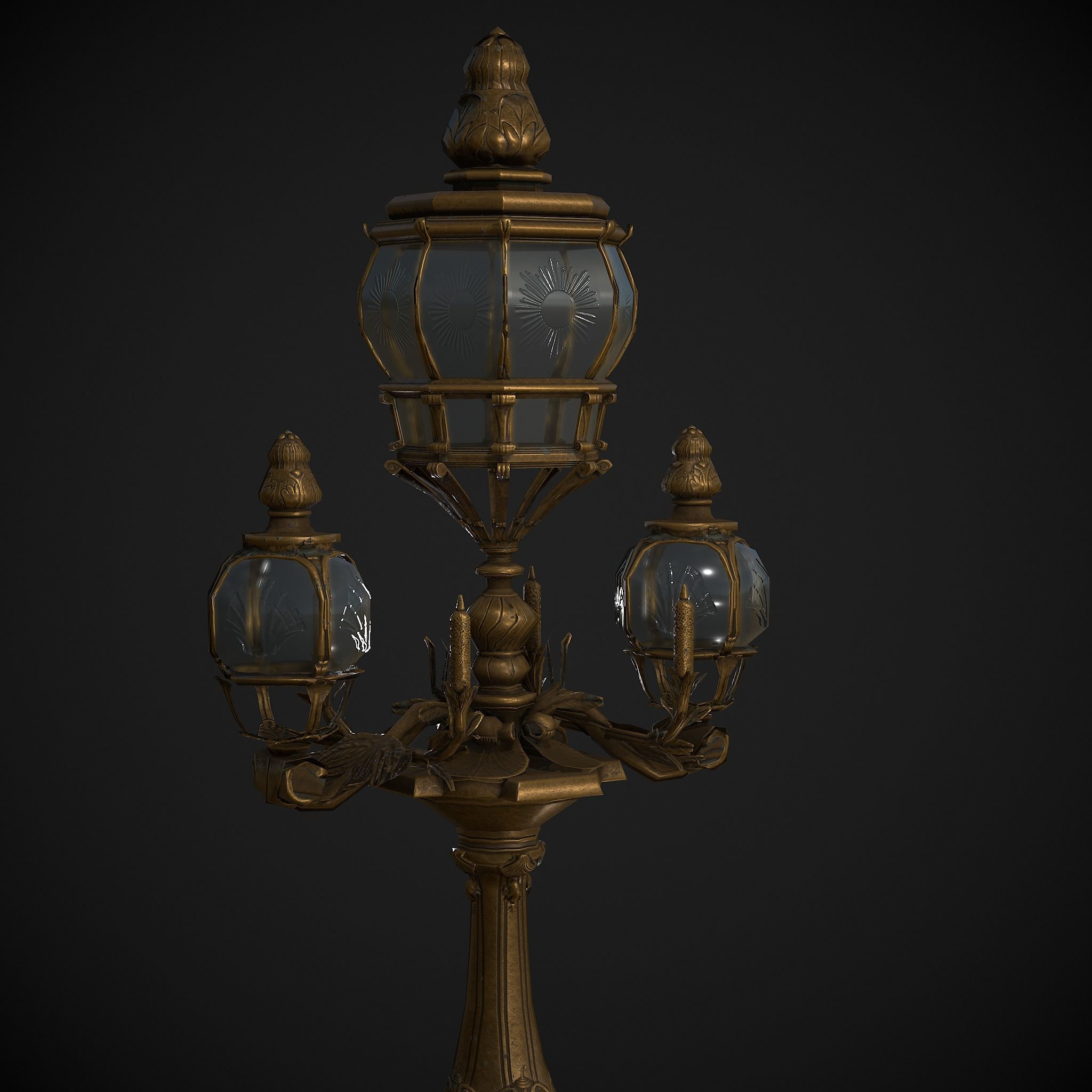 Pont Alexandre III Bridge Lamp Low-poly 3D model_2
