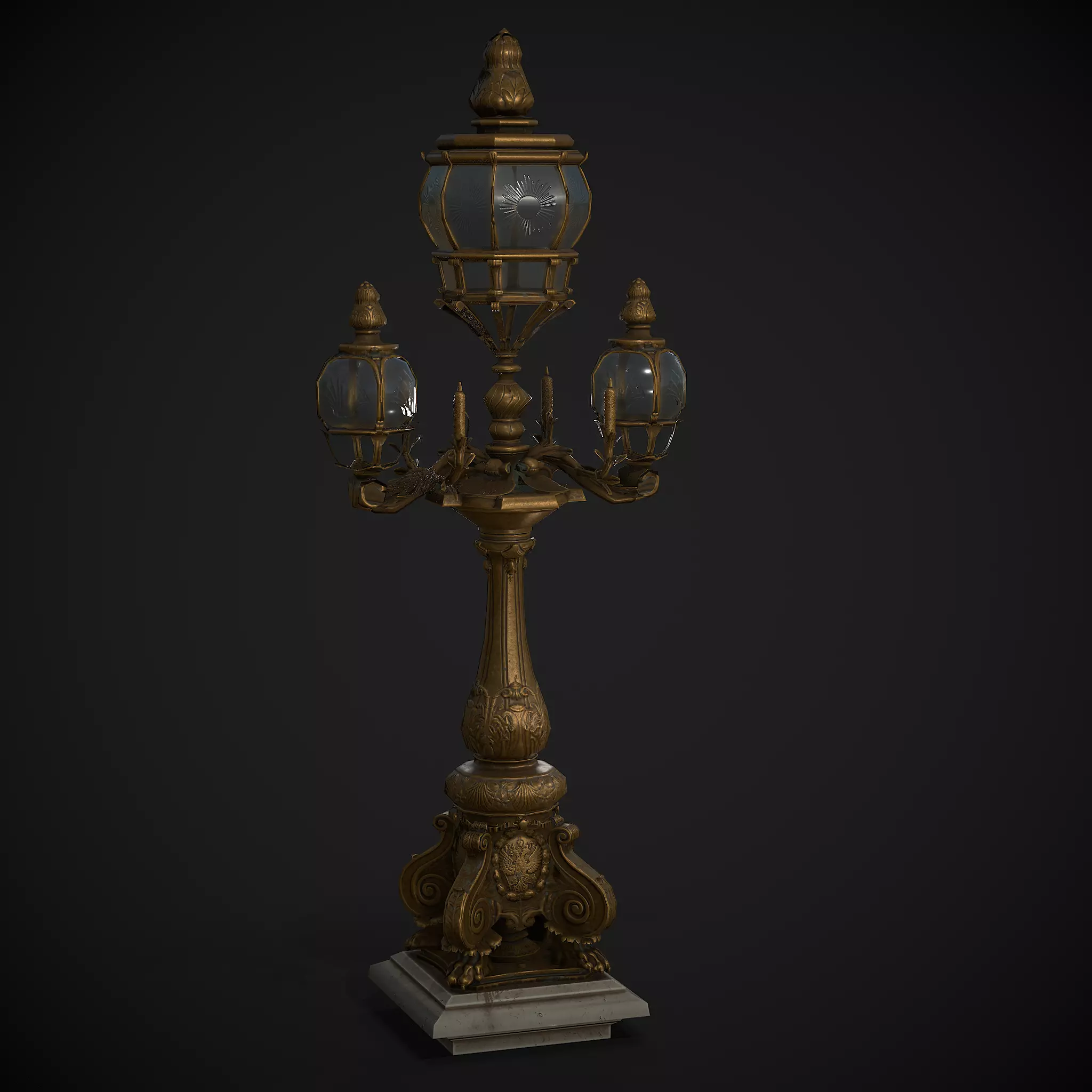 Pont Alexandre III Bridge Lamp Low-poly 3D model_0