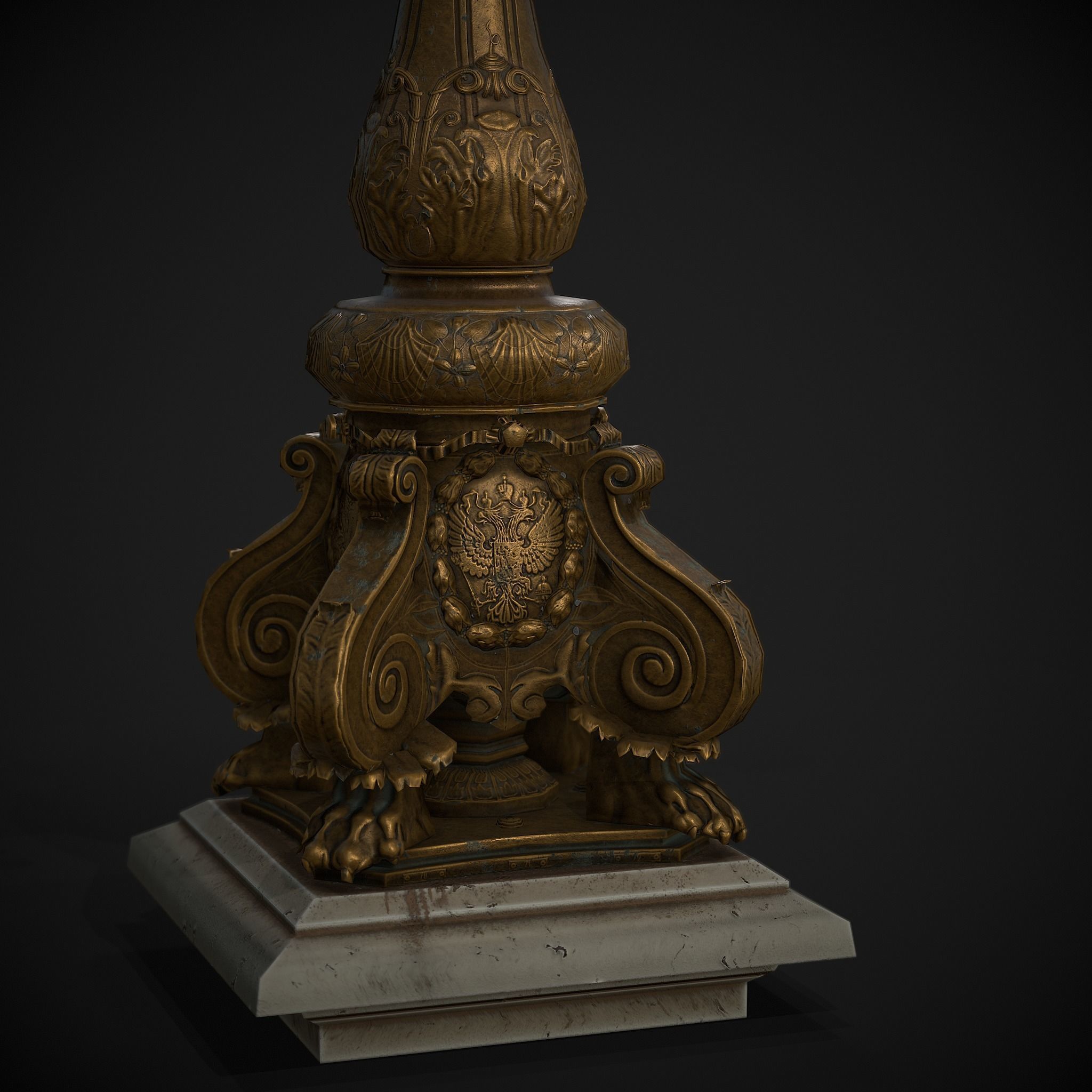 Pont Alexandre III Bridge Lamp Low-poly 3D model_1