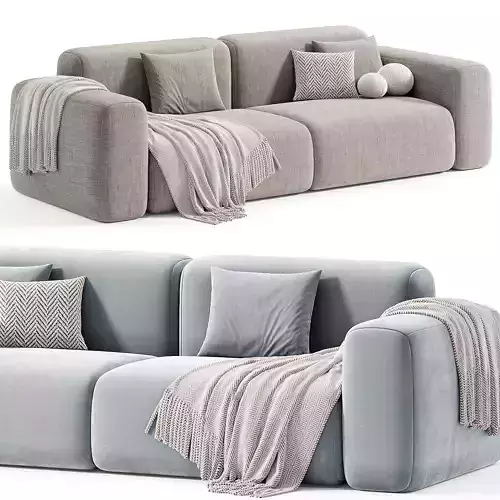 Beige Microfiber Modern Sofa