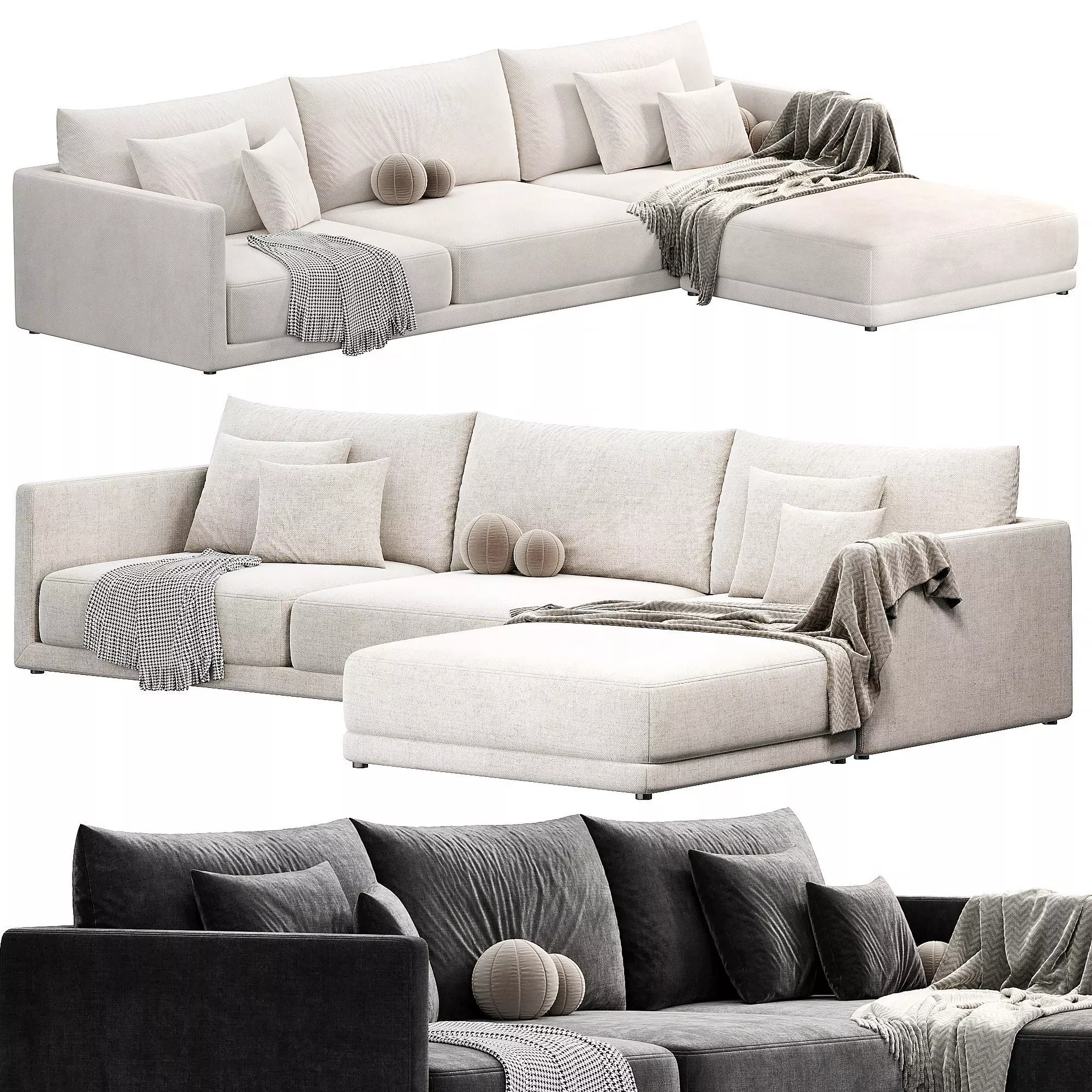Bristol with Ottoman Sofa 3D model_0