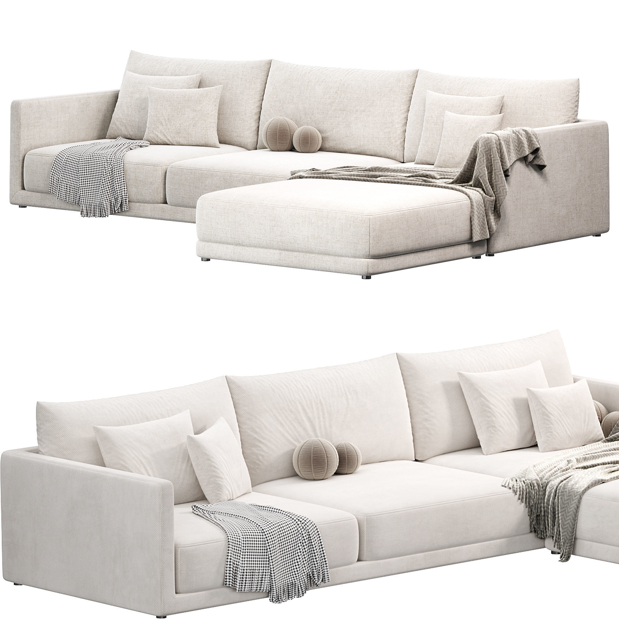 Bristol with Ottoman Sofa 3D model_2