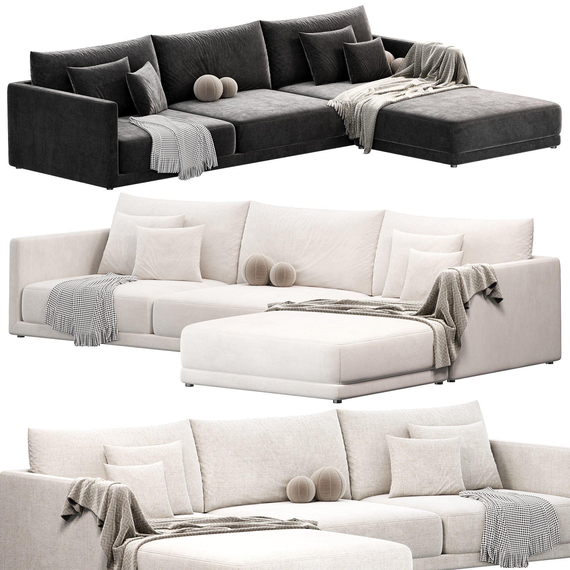 Bristol with Ottoman Sofa 3D model_3