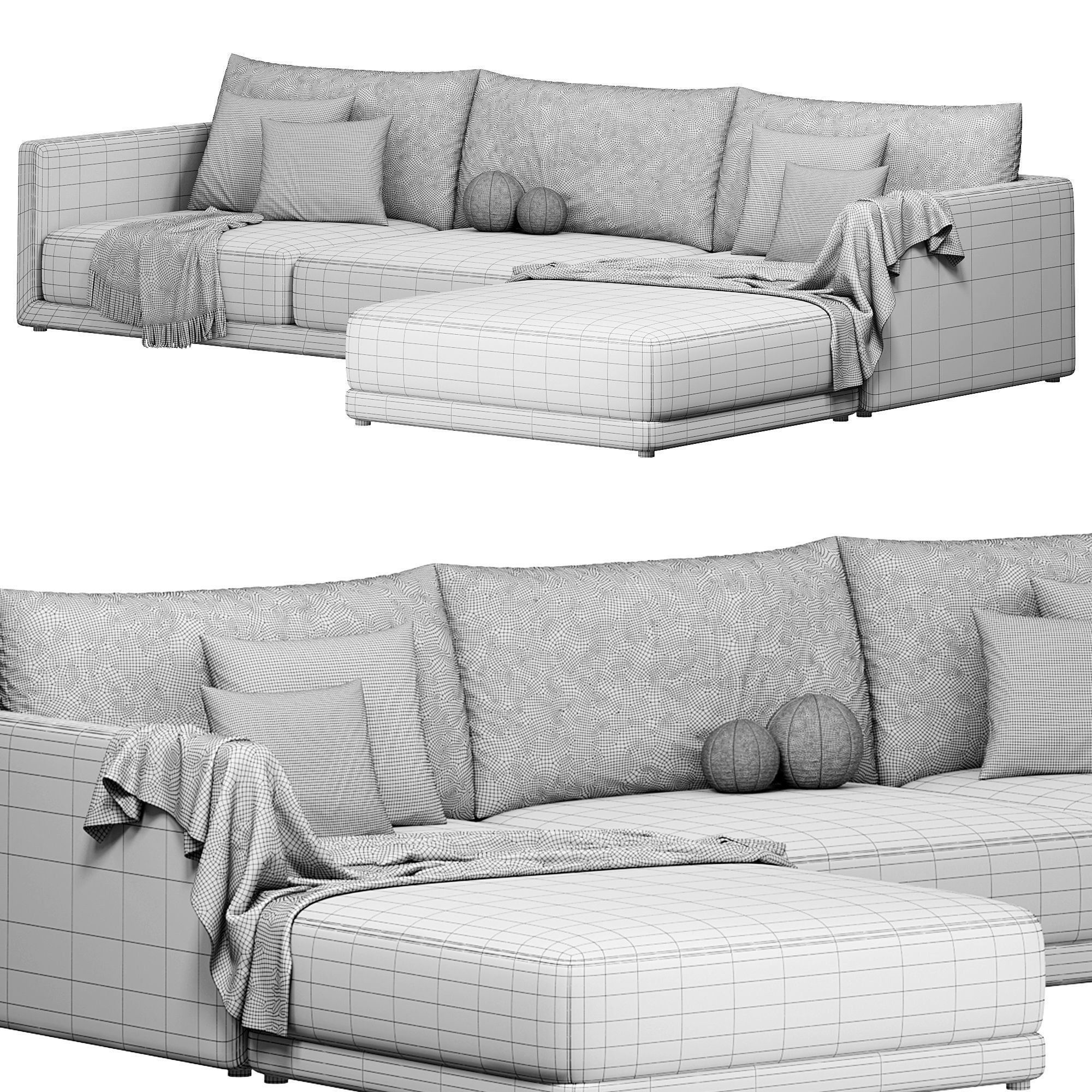 Bristol with Ottoman Sofa 3D model_4