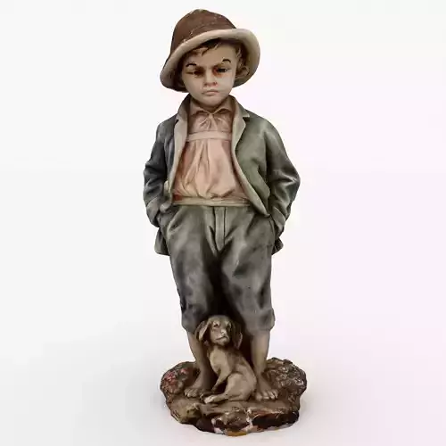 Boy with puppy statue 3D