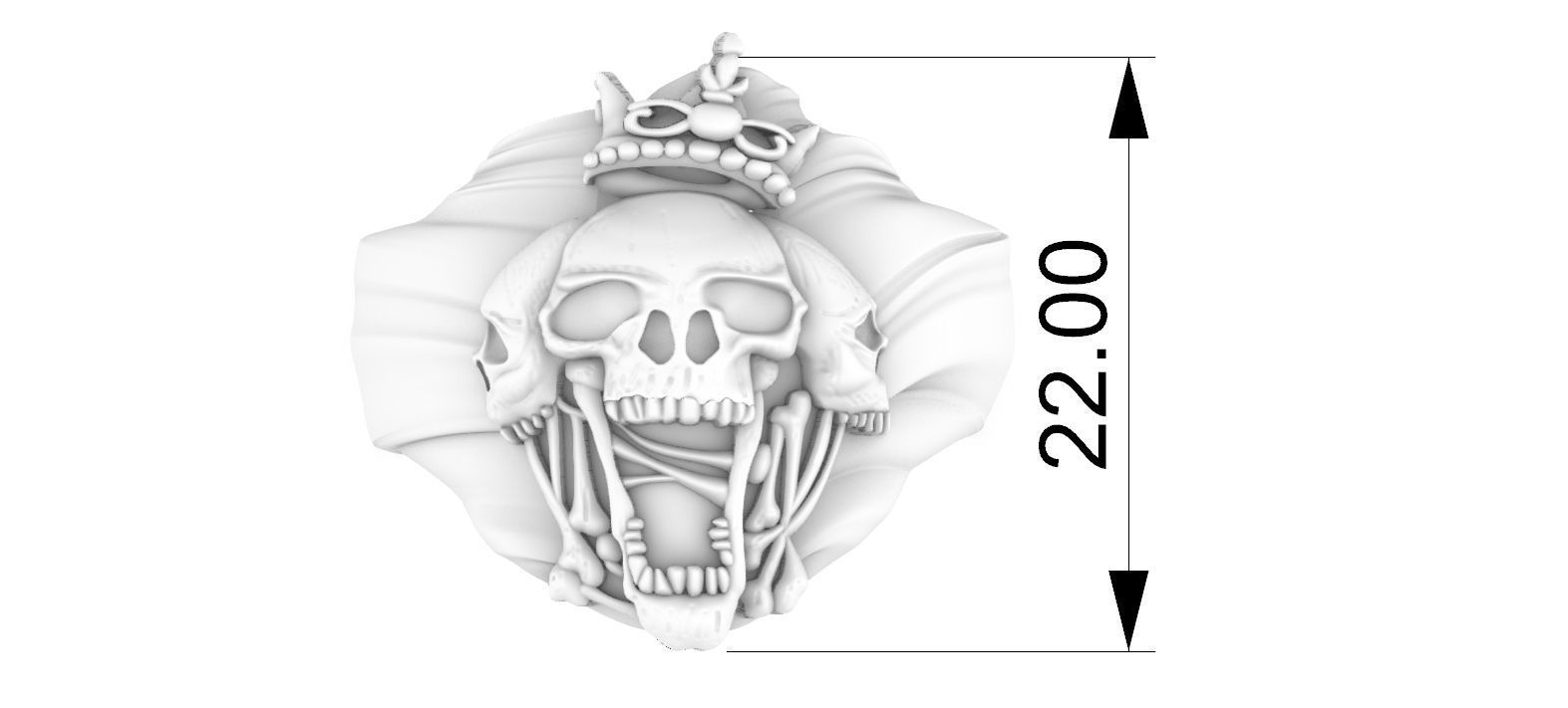 Three Skulls Biker Ring 3D print model_5