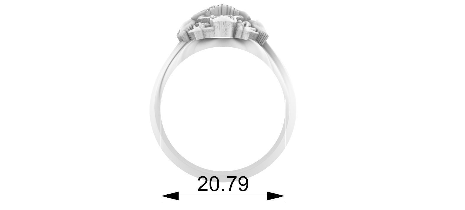 Three Skulls Biker Ring 3D print model_6