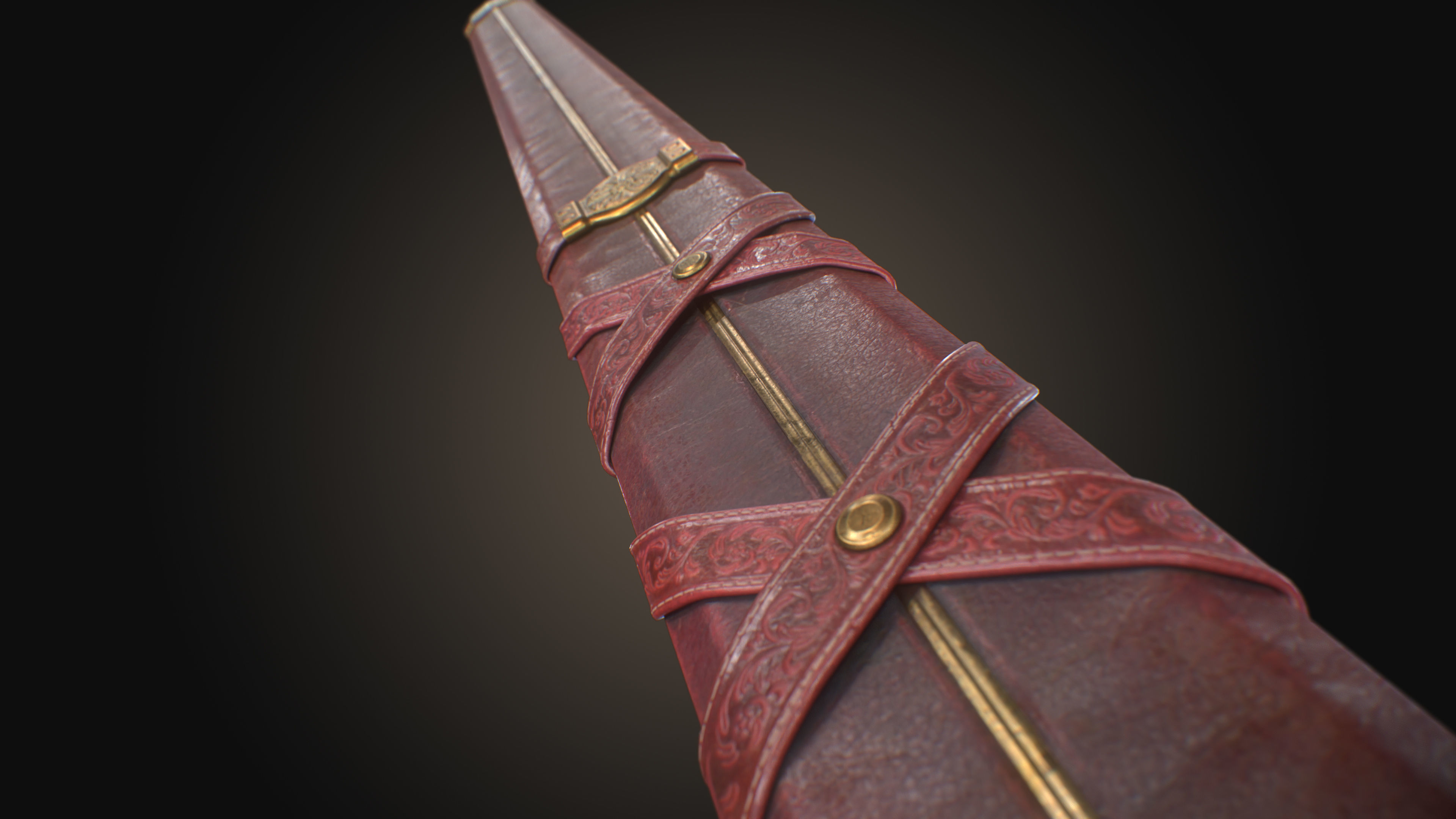 Royal Golden-Silver Sword PBR Game-Ready Low-poly 3D model_21