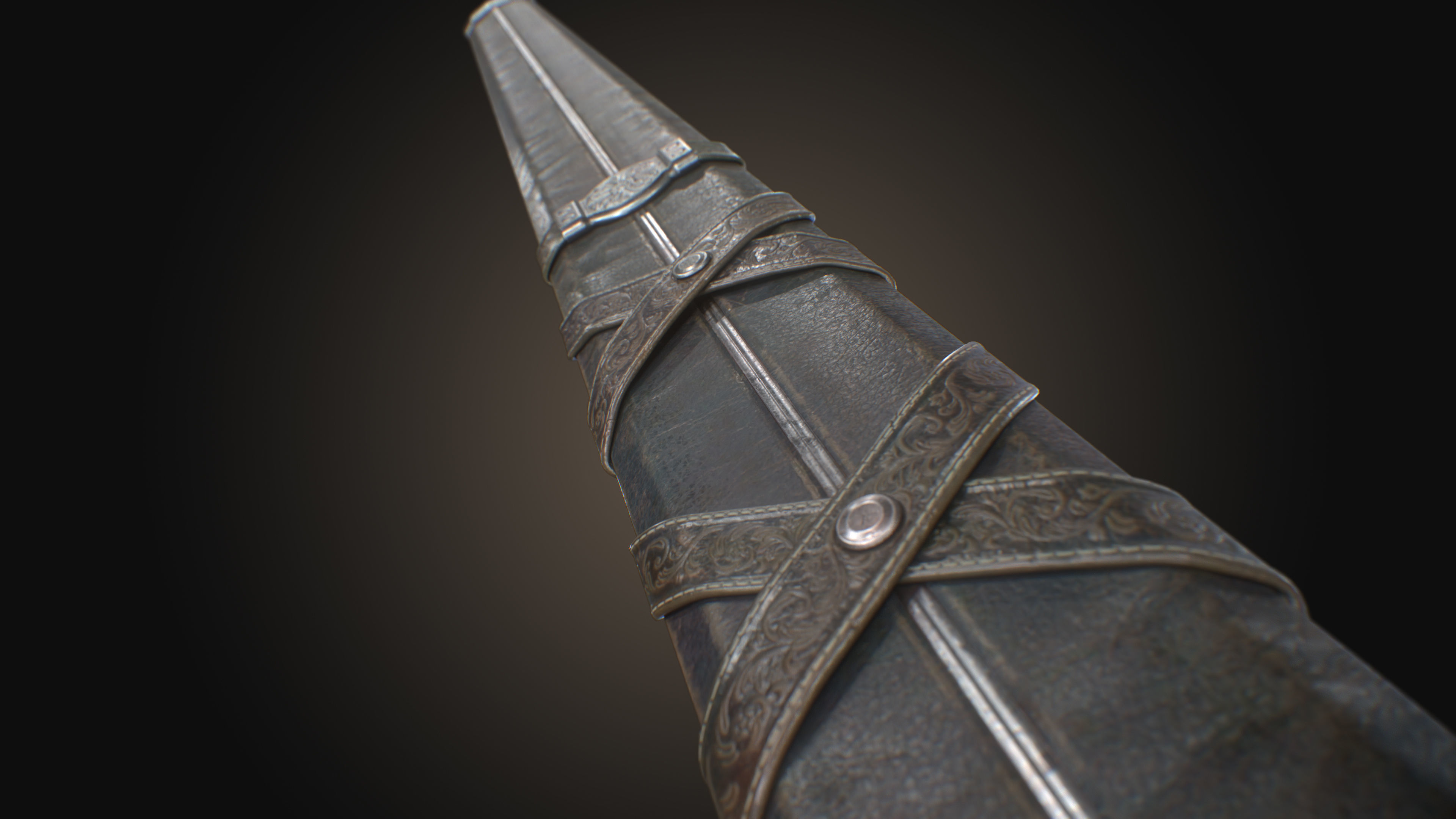 Royal Golden-Silver Sword PBR Game-Ready Low-poly 3D model_22