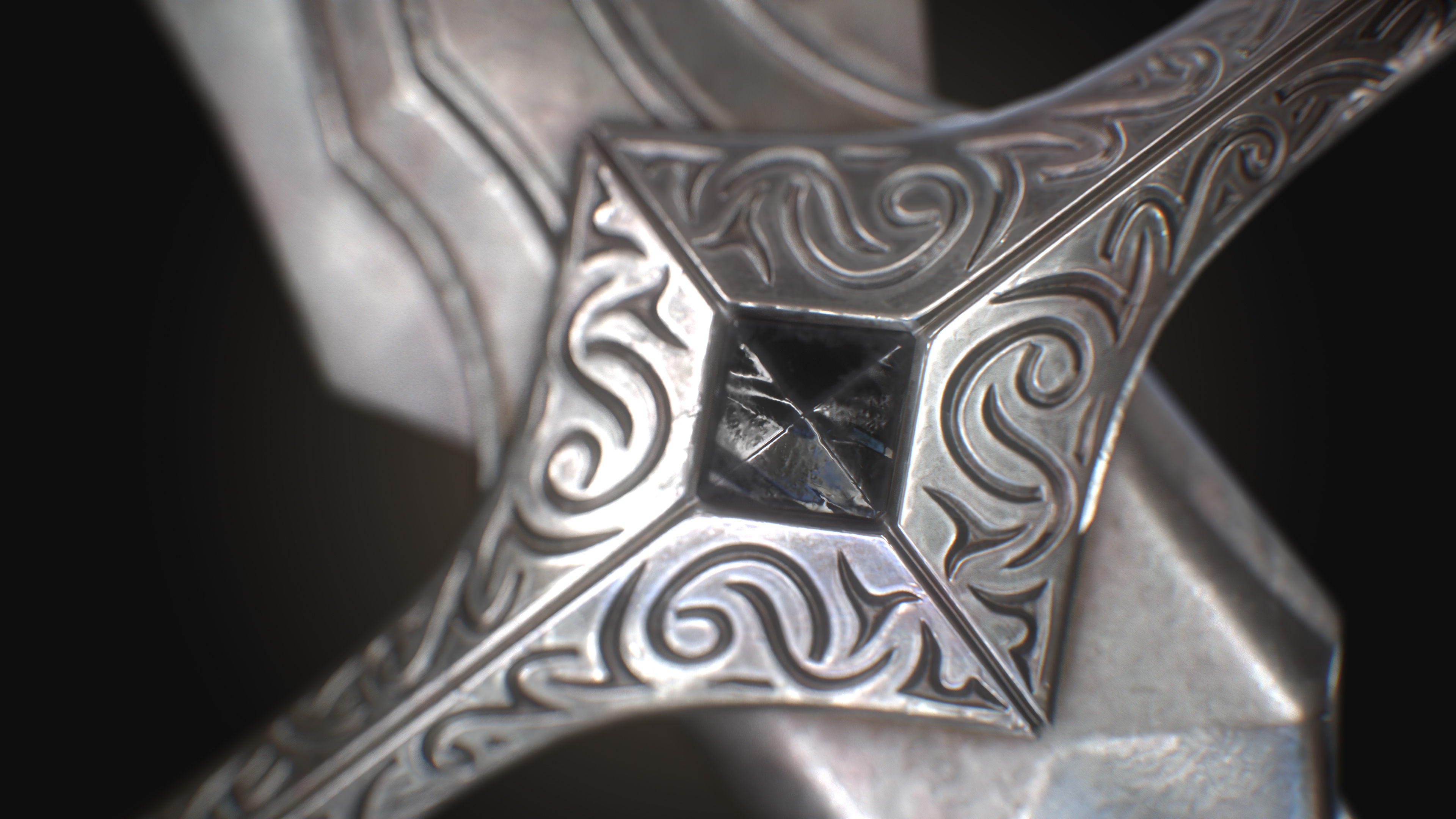 Royal Golden-Silver Sword PBR Game-Ready Low-poly 3D model_12