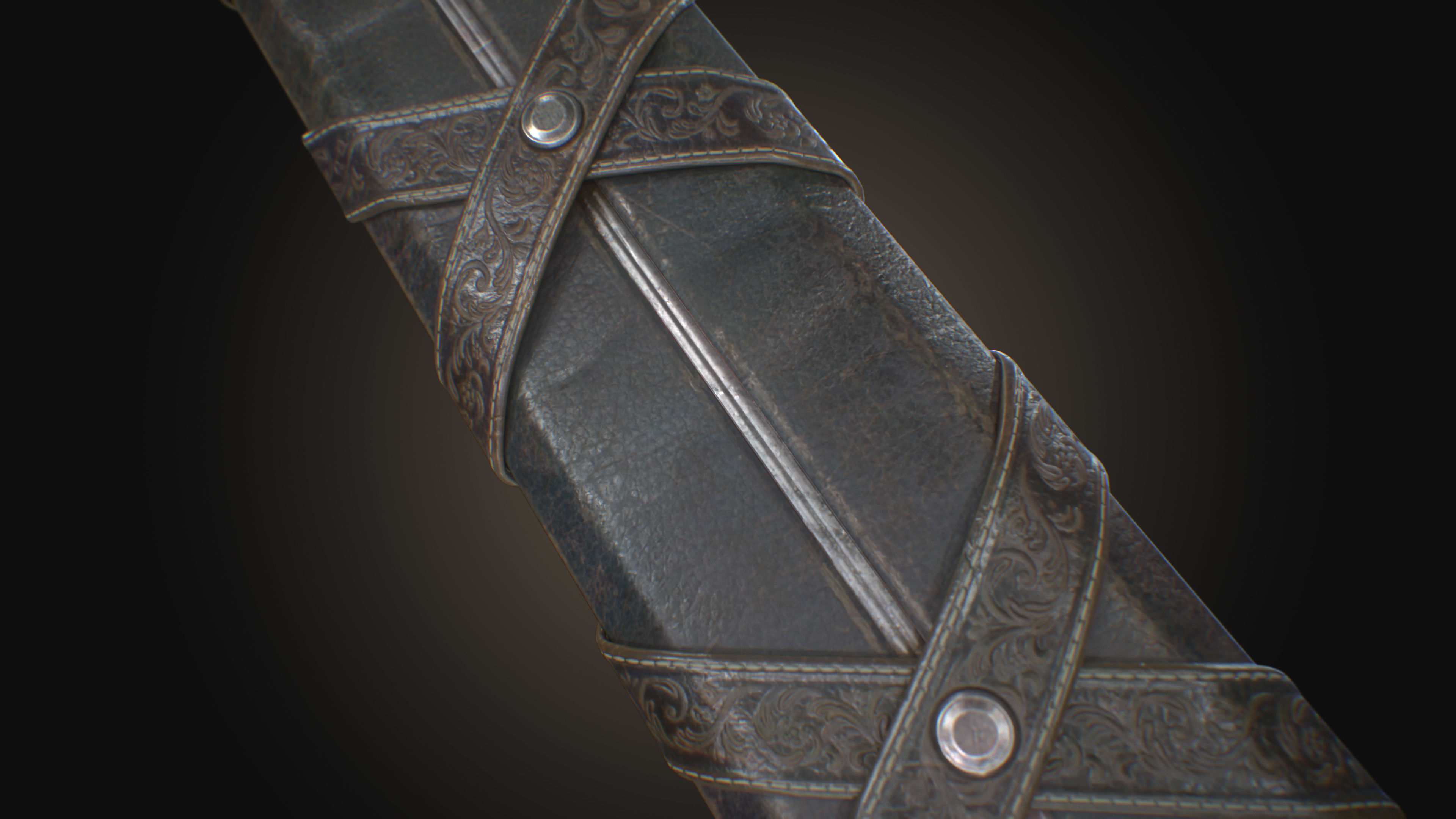 Royal Golden-Silver Sword PBR Game-Ready Low-poly 3D model_20