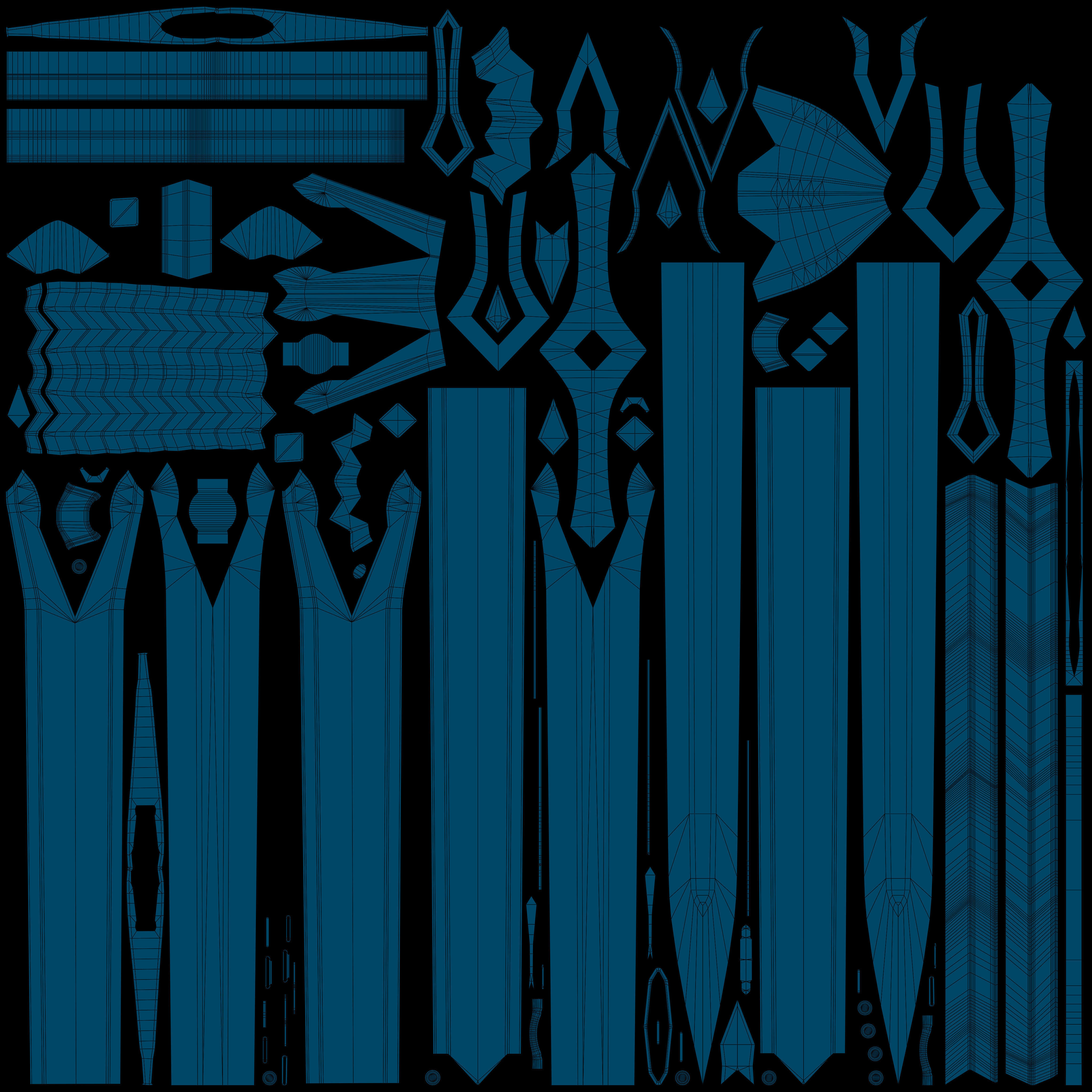 Royal Golden-Silver Sword PBR Game-Ready Low-poly 3D model_30