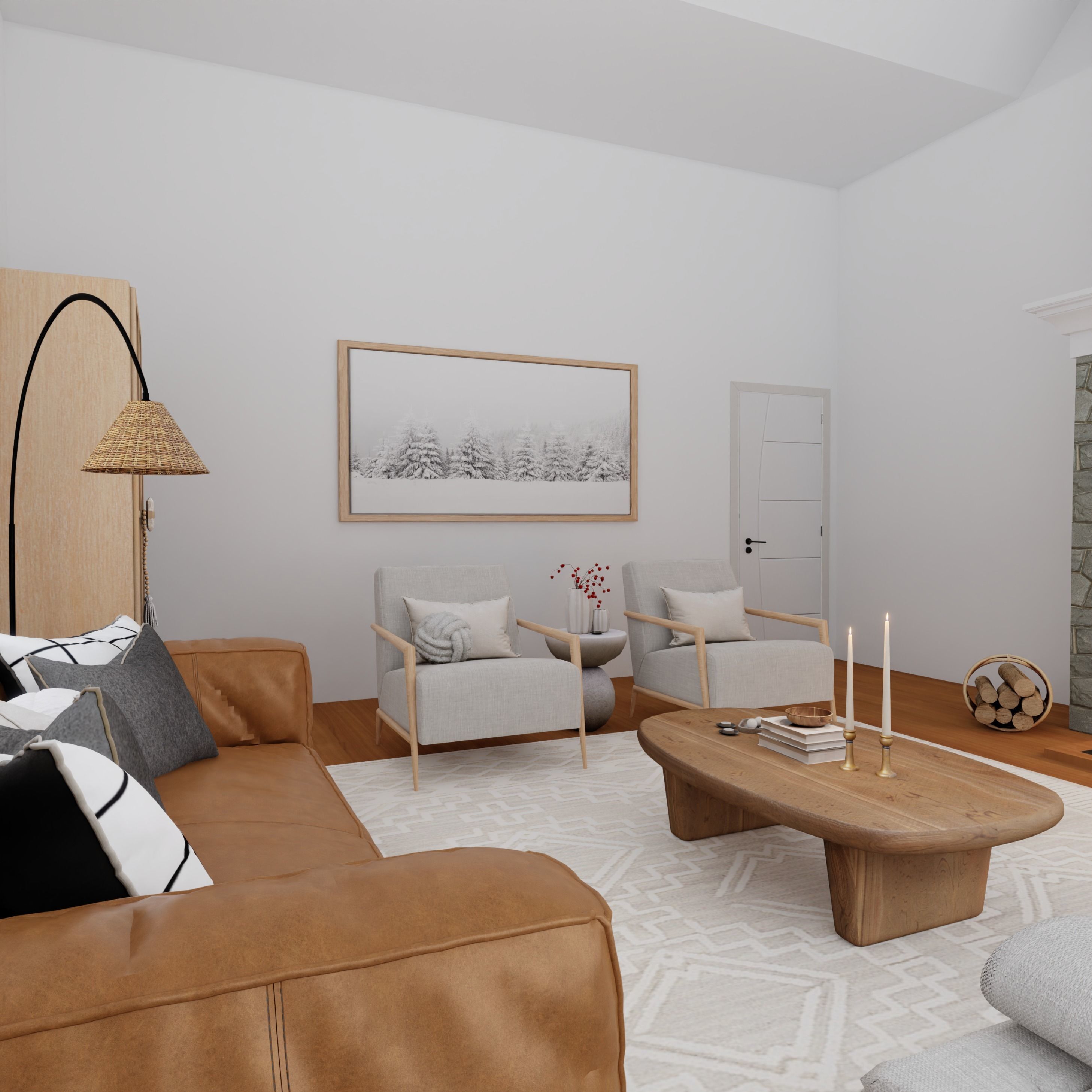 Winter Living Room Blender Scene 3D model_2