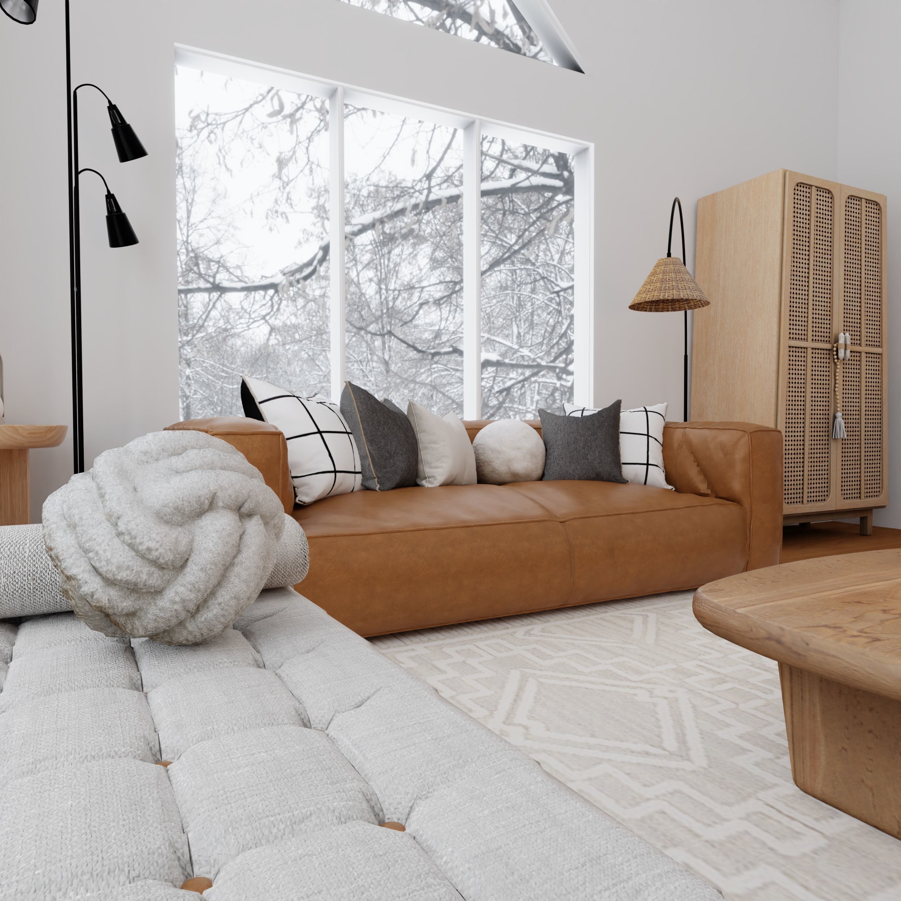 Winter Living Room Blender Scene 3D model_7