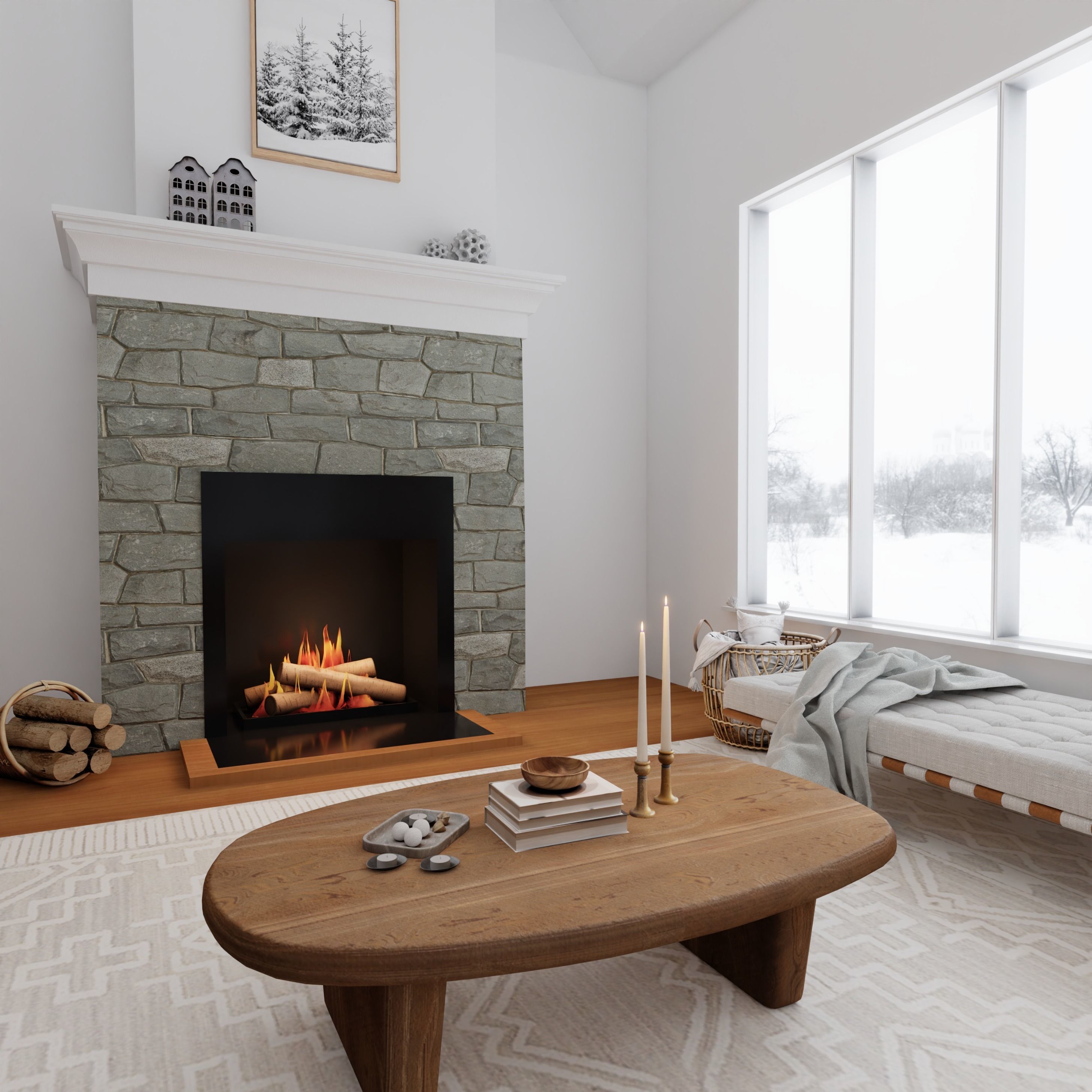 Winter Living Room Blender Scene 3D model_3