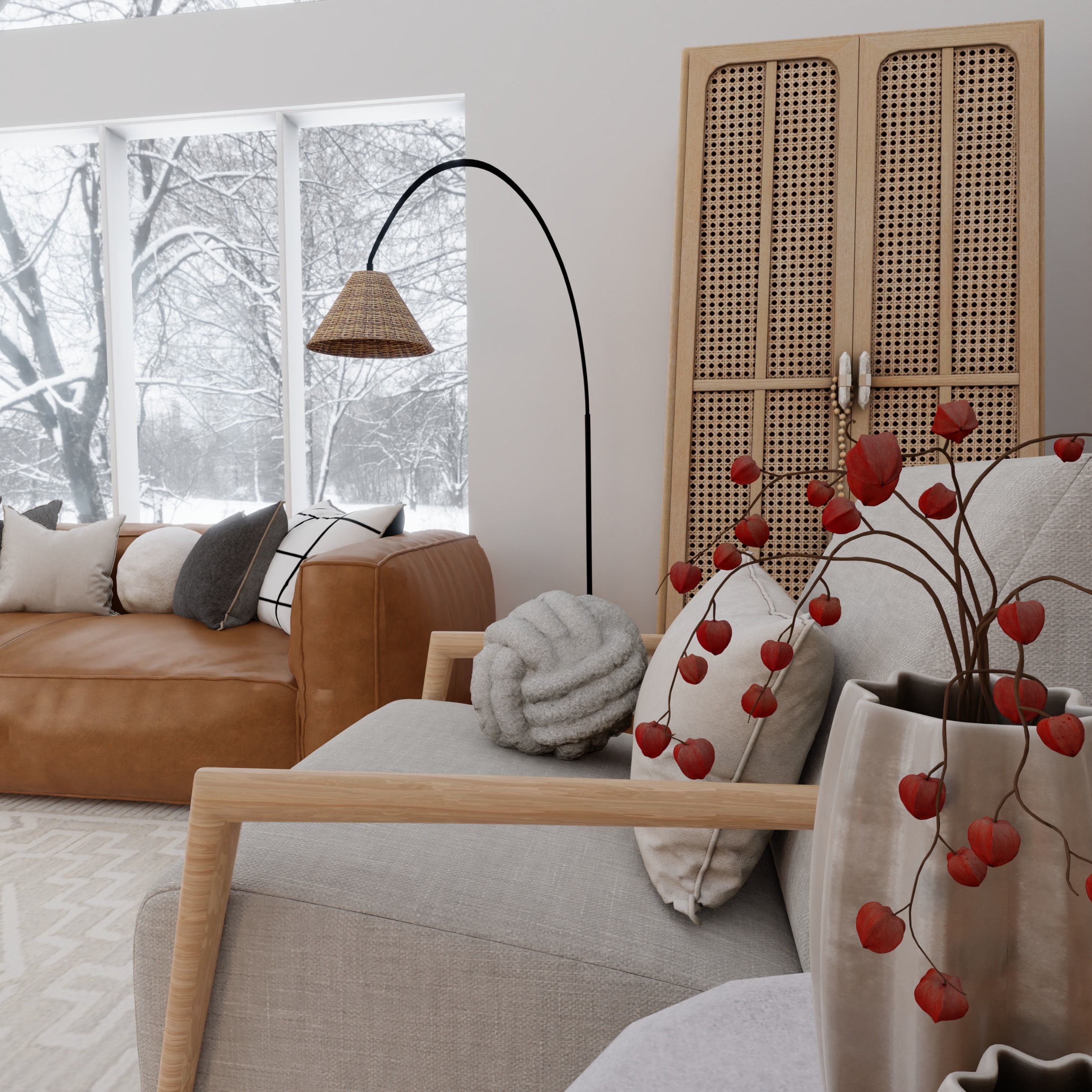Winter Living Room Blender Scene 3D model_8