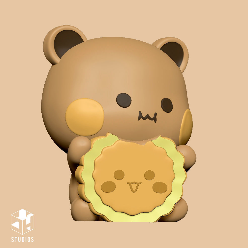 Kawai Oso con Naranja 3D print model_3