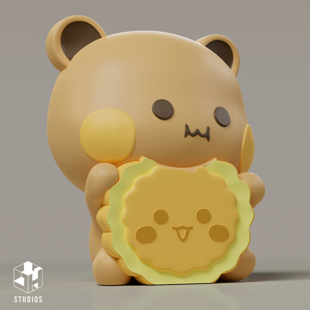 Kawai Oso con Naranja 3D print model_1