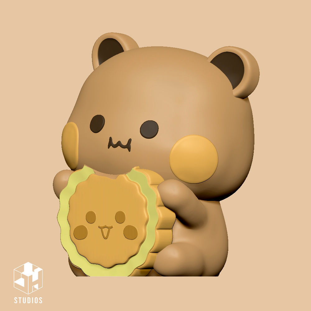 Kawai Oso con Naranja 3D print model_2