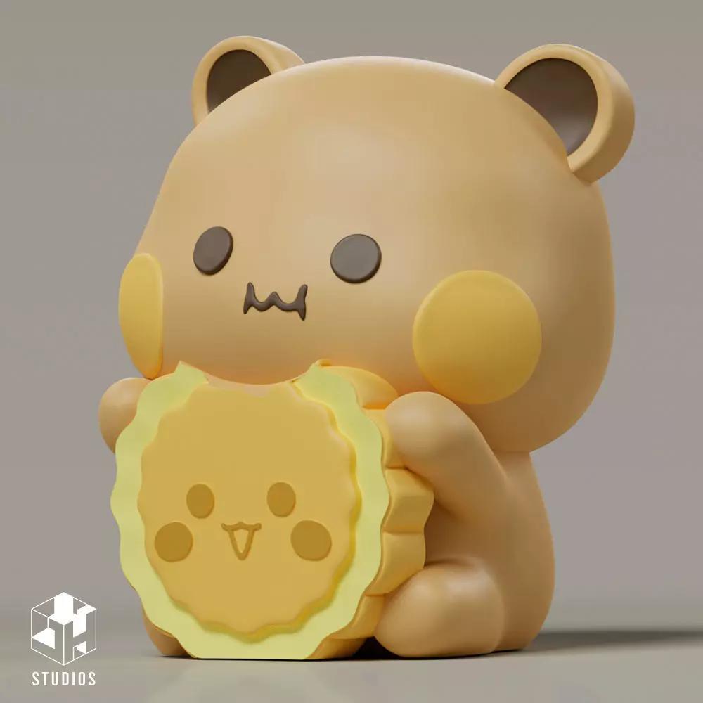 Kawai Oso con Naranja 3D print model_0