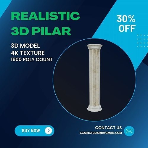 Low Poly Castle Pilar 3d Model  Game Ready Optimised 3D Pilar Low-poly 3D model