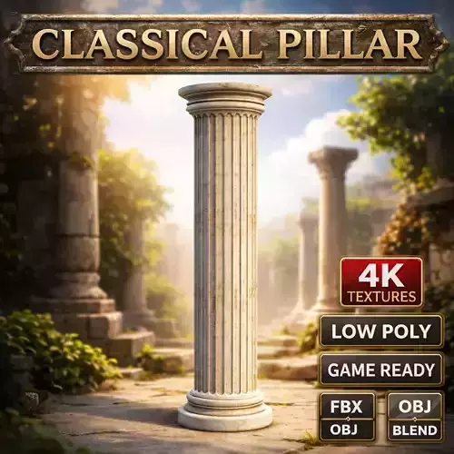 Ancient Classical Marble Pillar Column Low-poly 3D model