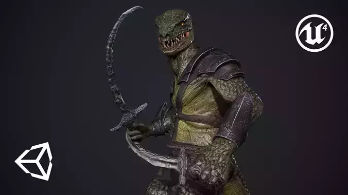 Lizardman Rogue Low-poly 3D model
