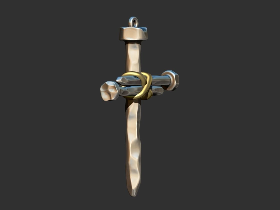 Rustic Nail Cross 3D print model_2