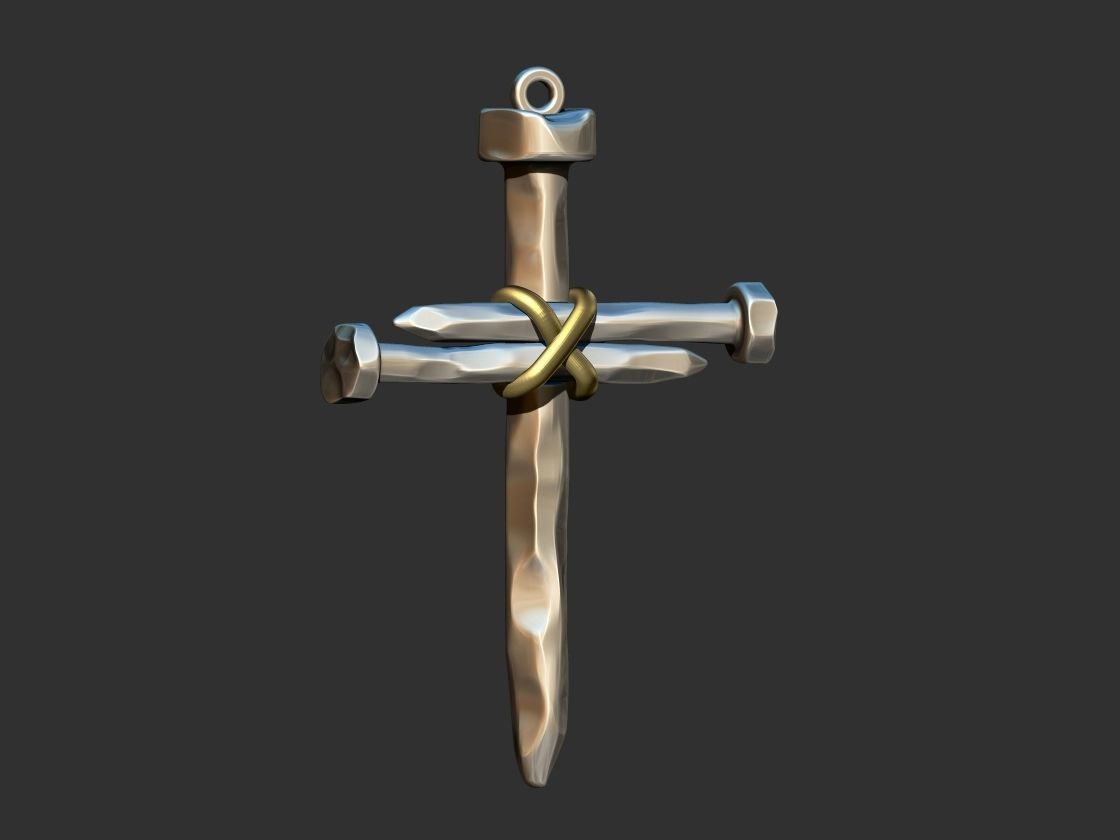 Rustic Nail Cross 3D print model_1
