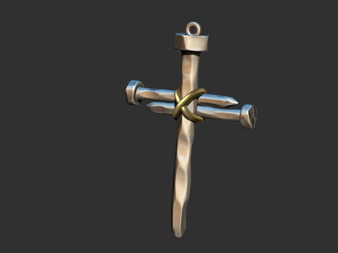 Rustic Nail Cross 3D print model_10