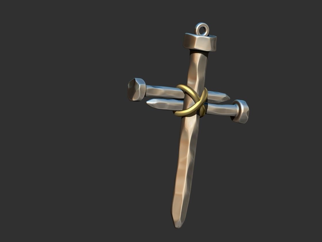 Rustic Nail Cross 3D print model_11
