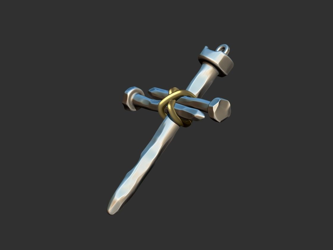 Rustic Nail Cross 3D print model_13