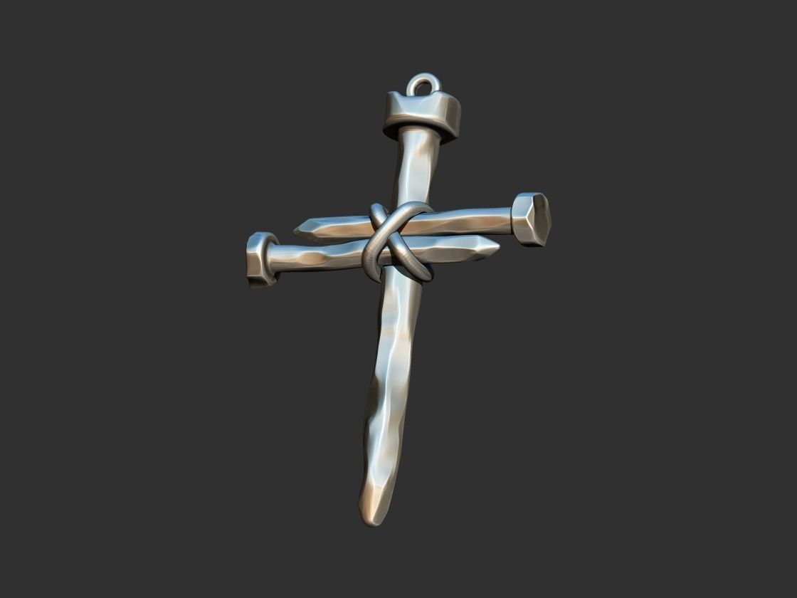 Rustic Nail Cross 3D print model_8